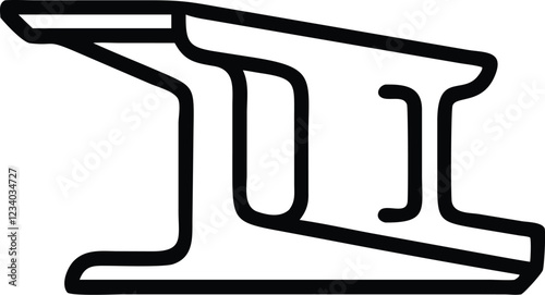 Steel beam, industrial design, structural element, cross-section, black and white, minimalist, architectural drawing, construction material, linear shape, engineering blueprint, geometric form, solid 