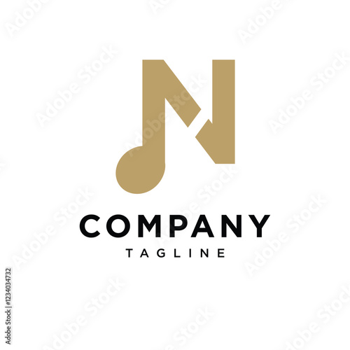 Letter N Music Note Logo Icon Vector