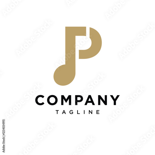 Letter P Music Note Logo Icon Vector