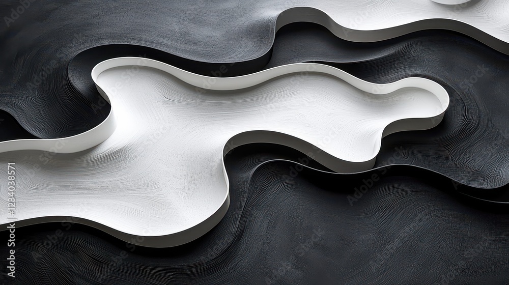 Abstract Monochromatic Wave Forms: Black and White Textured Design Abstract Monochromatic Wave Forms: Black and White Textured Design