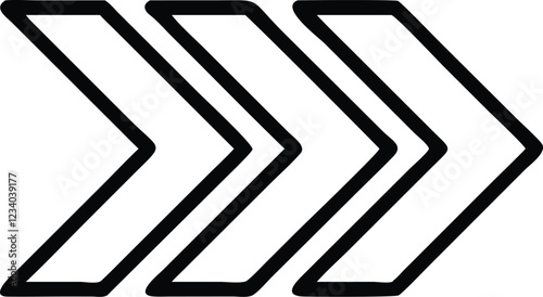 Geometric arrow design, minimalist black and white, sharp angular lines, bold graphic symbol, chevron pattern, directional icon, simple vector illustration, stark contrast, repetitive shapes, abstract