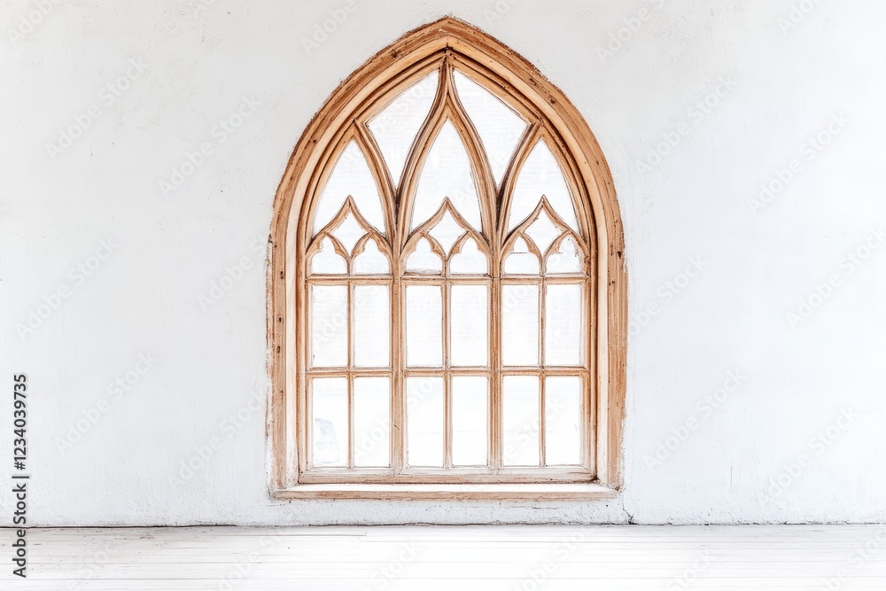 Obraz premium Minimalist Arched Window Design with Light Gray Background