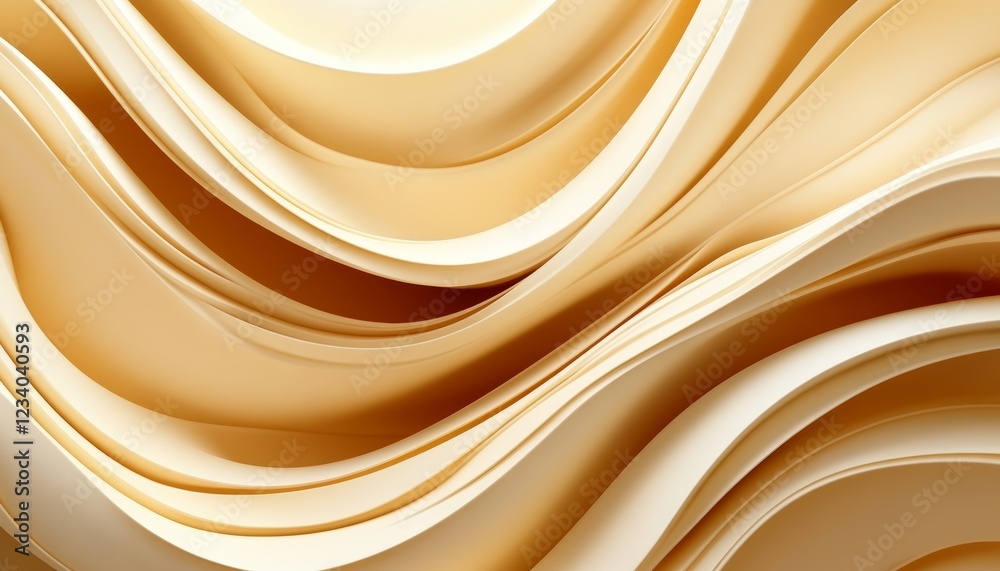 Fototapeta premium Elegant Minimalist Design Seamless 3D Flowing Wave Texture Pattern Background in Pastel Yellow