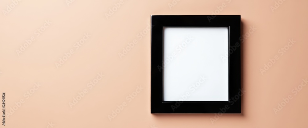 Minimalist Modern Aesthetic: Black Frame on Peach Background Minimalist Modern Aesthetic: Black Frame on Peach Background