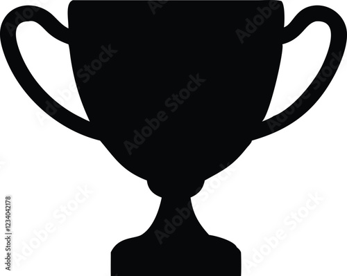 trophy cup, award, victory, achievement, simple line drawing, black and white, iconic, minimalist design, vector graphic, outline style, symmetrical, sports symbol, championship, winner emblem, clean 