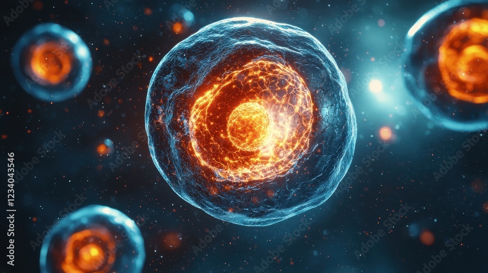 Naklejka premium Abstract Cellular Energy: Dynamic Core Fusion