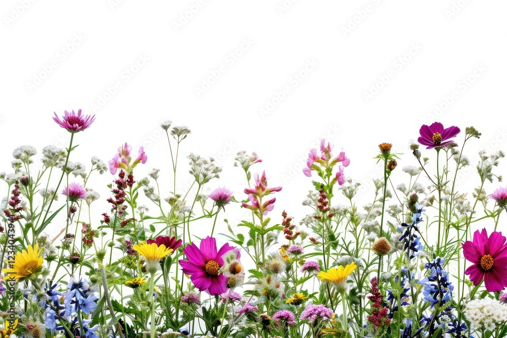Fototapeta premium Wildflowers border nature plant outdoors.