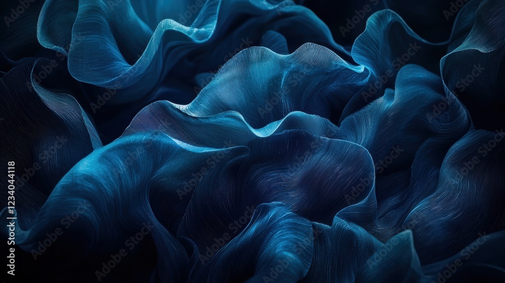 Obraz premium Abstract Blue Fabric Texture: Deep Ocean Waves