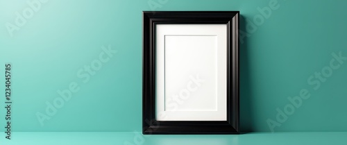 Frame Isolated Background: Turquoise Contrast Against Black Frame Interior photo