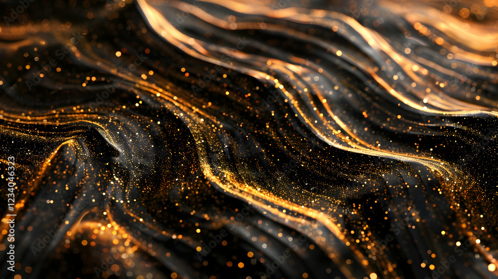 A textured, shimmering surface with golden waves and sparkling particles. A textured, shimmering surface with golden waves and sparkling particles.