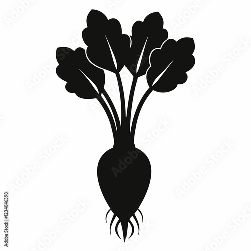 Daikon Sprout Silhouette Clean Vector Illustration