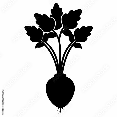 Daikon Sprout Silhouette Clean Vector Illustration