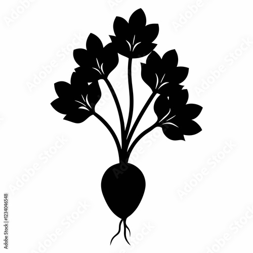 Daikon Sprout Silhouette Clean Vector Illustration