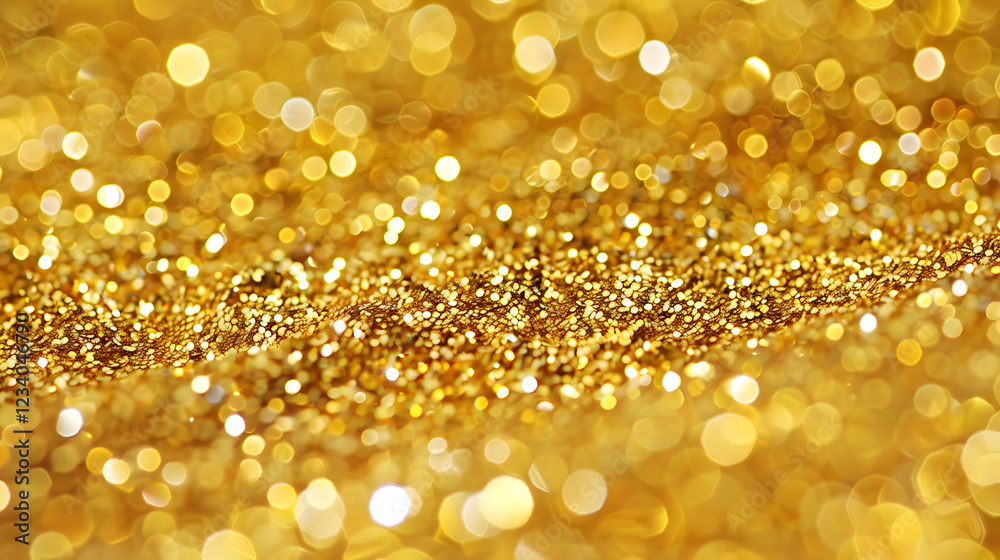 A shimmering golden surface with bright bokeh effects, creating a festive and luxurious feel.