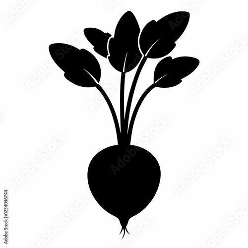 Daikon Sprout Silhouette Clean Vector Illustration