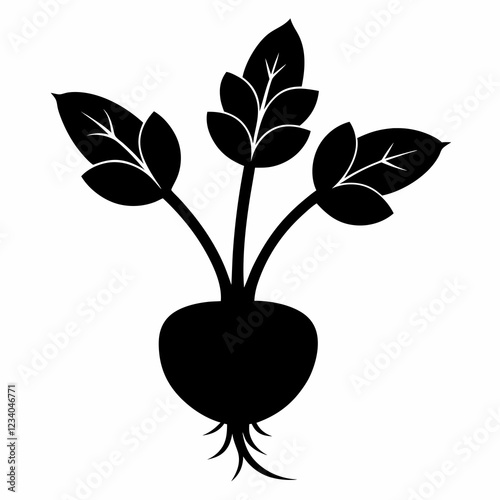 Daikon Sprout Silhouette Clean Vector Illustration