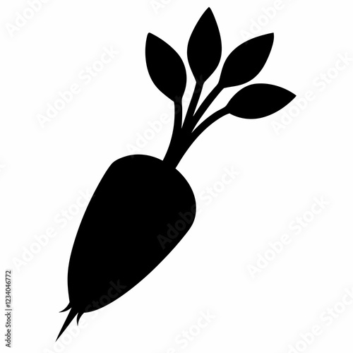 Daikon Sprout Silhouette Clean Vector Illustration