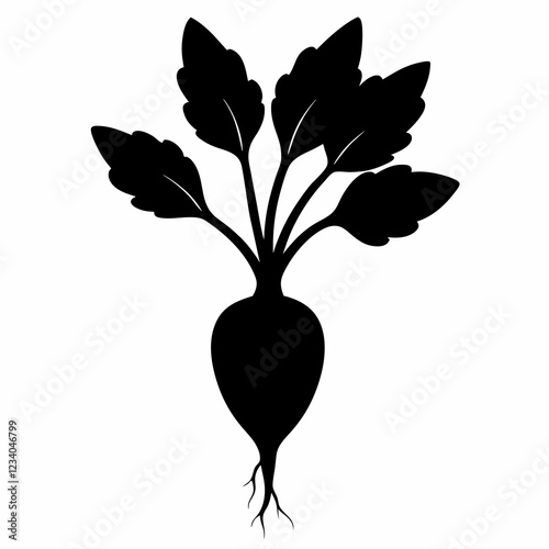 Daikon Sprout Silhouette Clean Vector Illustration