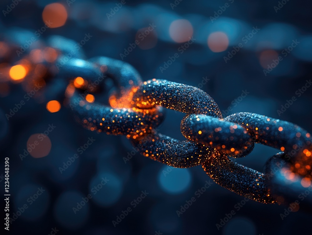 Glowing Chain Links Interconnect Glowing Chain Links Interconnect