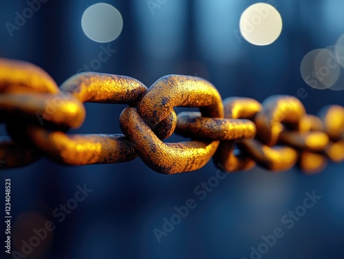 Golden Chain Links Interconnect Securely