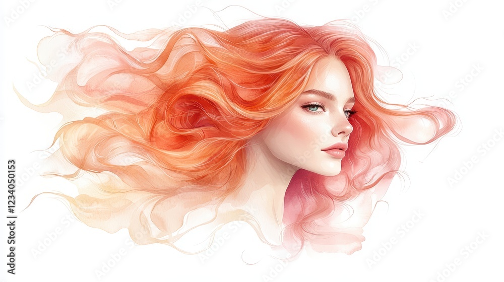 Striking portrait of a redhead woman with long, flowing, luxurious hair. ideal for showcasing beauty, hair products or fashion trends. Striking portrait of a redhead woman with long, flowing, luxurious hair. ideal for showcasing beauty, hair products or fashion trends.