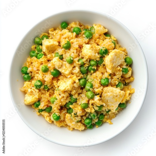 packed fried rice made with riced cauliflow   photo