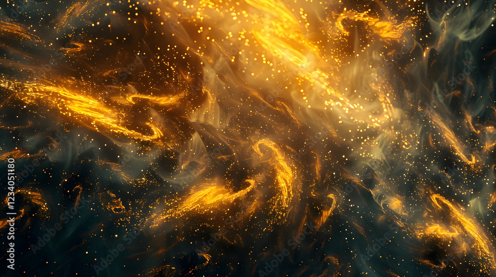 A vibrant cosmic scene with swirling patterns and luminous elements resembling a galaxy.