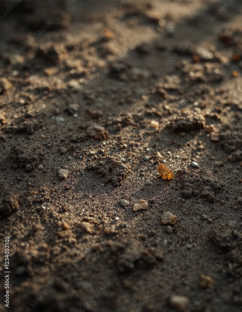 Earthy Textures Awaiting Spring's Embrace with a Singular Golden Leaf Detail Earthy Textures Awaiting Spring's Embrace with a Singular Golden Leaf Detail