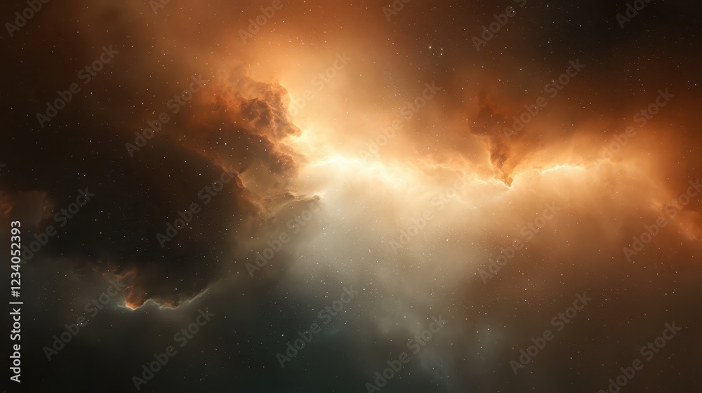 Fototapeta premium Dark night sky with scattered clouds and twinkling stars, a serene atmospheric backdrop