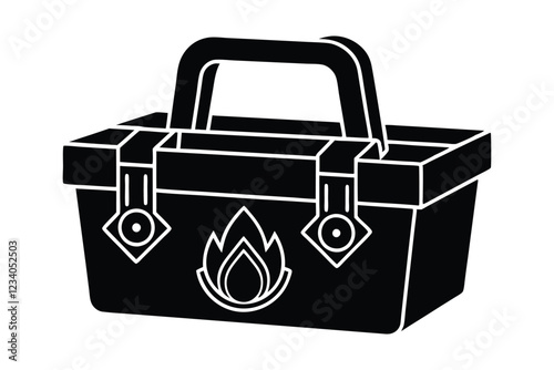 Firefighter tool box silhouette art illustration.eps