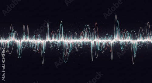 Abstract Audio Waveform Visualizer with Lines and Movement on Dark Background