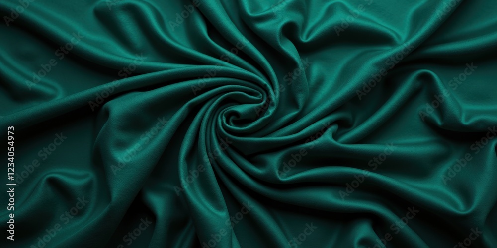 Fototapeta premium Velvet teal-green fabric exudes elegance with its soft, velvety texture and smooth, glossy finish, capturing light beautifully