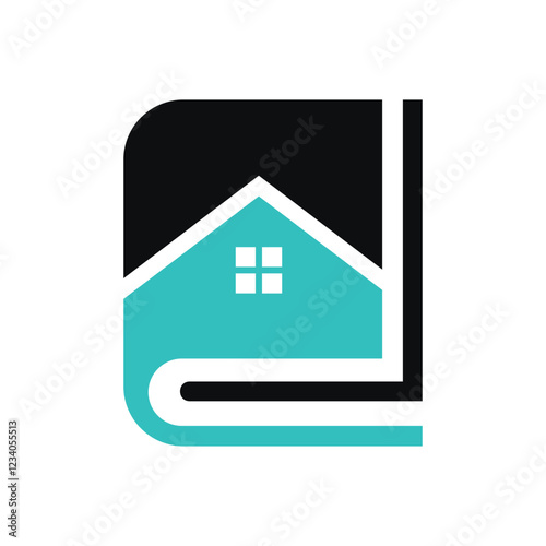 book and house line art vector logo
