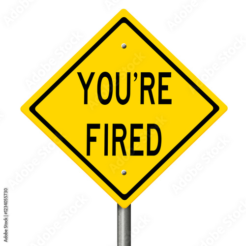 Yellow diamond highway sign YOU'RE FIRED