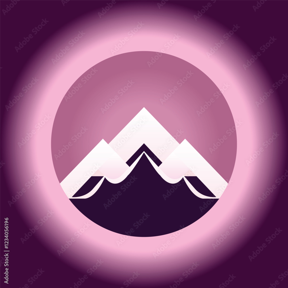 Glowing Minimalist Mountain Vector Design Glowing Minimalist Mountain Vector Design