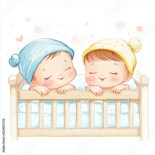baby girl in a tutu and a baby boy in a romper, both giggling with joy, isolated on a transparent background,