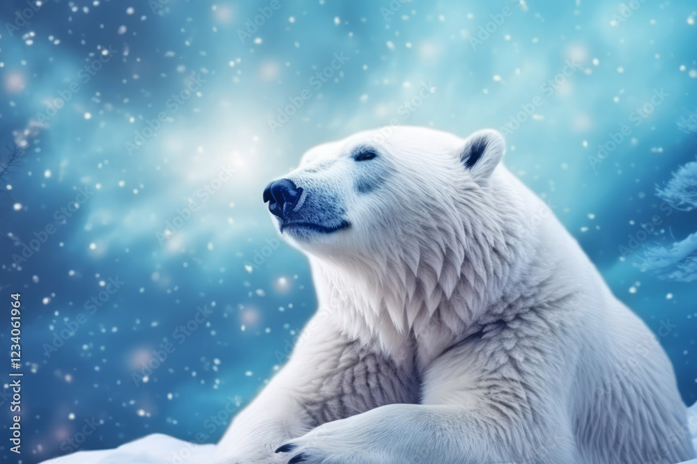 Fototapeta premium Polar Bear Animal Wildlife Wilderness Colorful Realistic Illustration