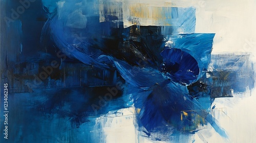 Abstract Blue Forms Swirling Dynamically Soft Light. AI Generated