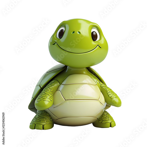 Playful green turtle toy fun and whimsical character indoor playroom cartoon style cheerful atmosphere close-up view