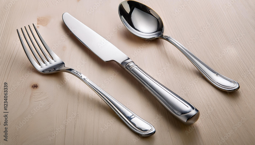 Cubiertos de lujo cuchara cuchillo y tenedor sobre un mantel blanco Cubiertos de lujo cuchara cuchillo y tenedor sobre un mantel blanco