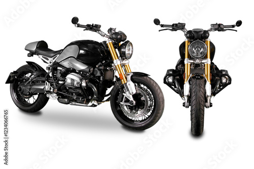 a retro roadster styled motorcycle big engine black and silver color