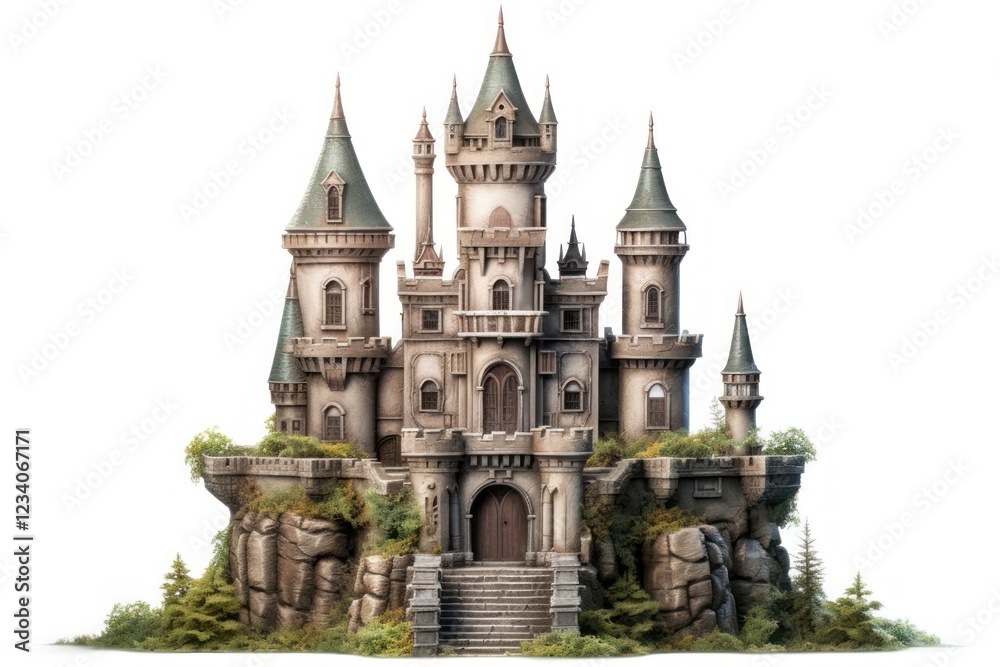 Obraz premium Castle architecture building white background.