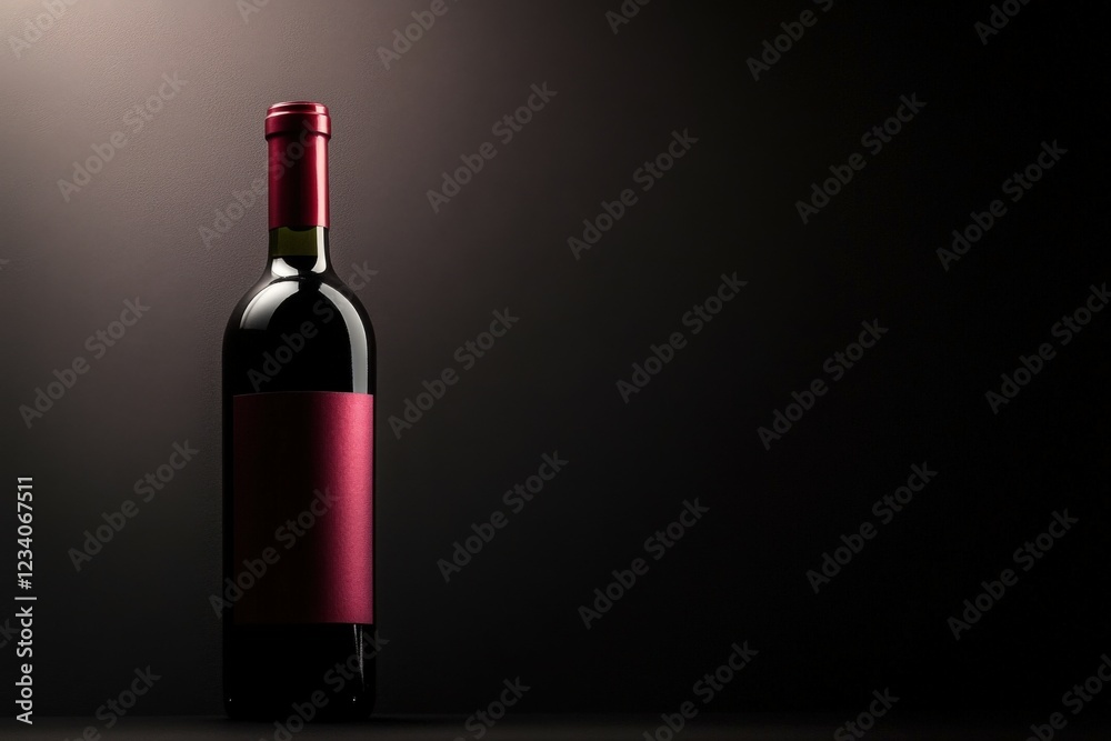 Red wine bottle on a dark background with soft lighting Red wine bottle on a dark background with soft lighting