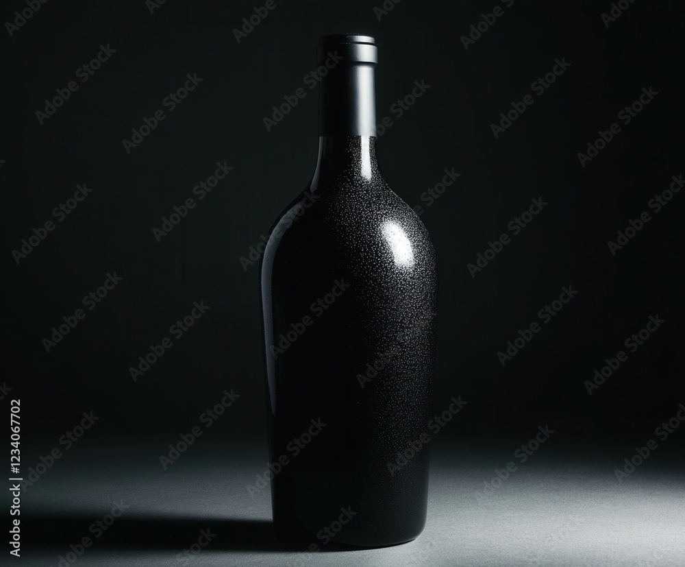 Dark bottle illuminated by focused light in a dim setting Dark bottle illuminated by focused light in a dim setting