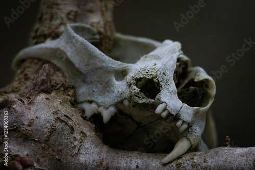 Fototapeta Naklejka Na Ścianę i Meble -  Skull of an animal on a tree