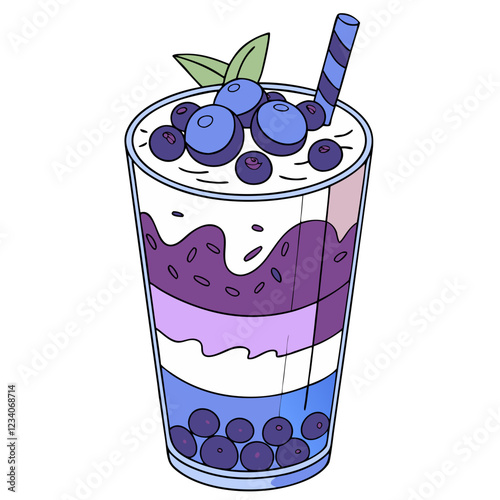 Layered Butterfly Pea Flower Drink with Blue and Purple Gradient. Perfect for: Summer, Trendy Bars, Exotic Cafés, Instagram-Worthy Beverages