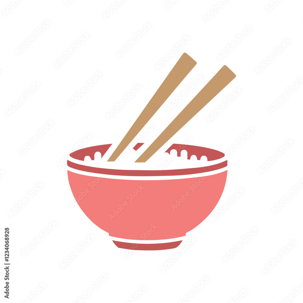 Chopsticks with bowl vector design. Chopsticks icon on white background. Chopsticks with bowl vector design. Chopsticks icon on white background.