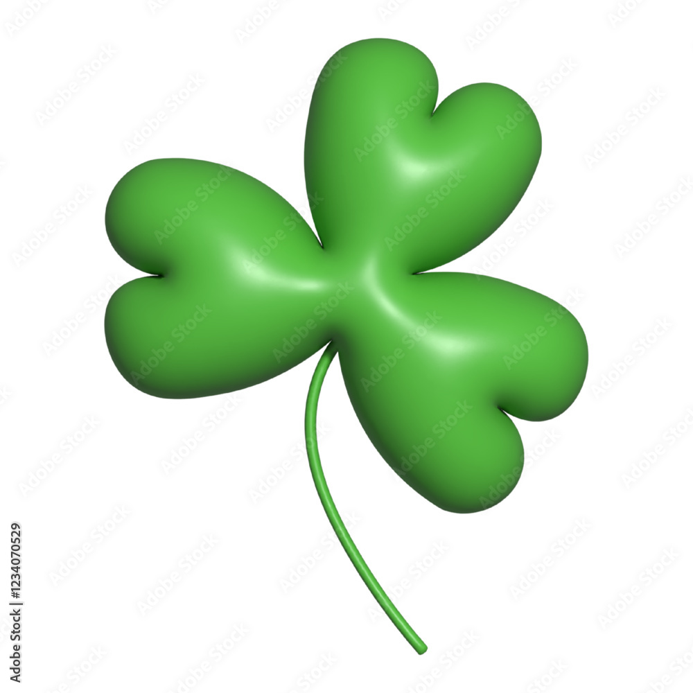 Magnificent green three-leaf clover on white background