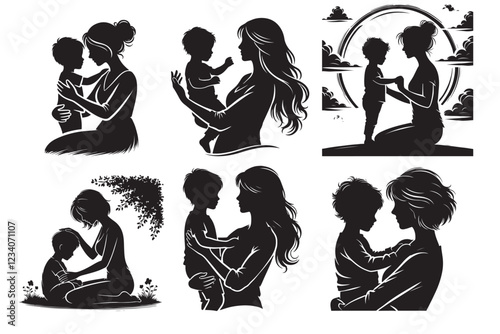 Unbreakable Bond of a Mother and Child - A Heartfelt Silhouette Art photo