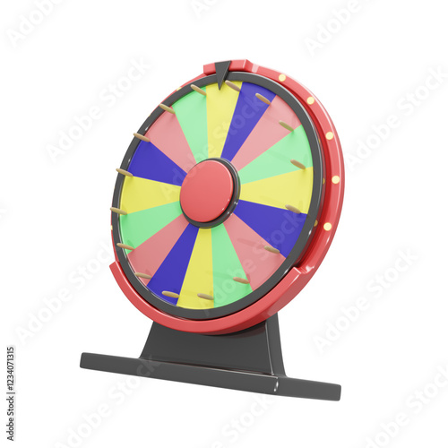 Perspective Views 3d Rendered Illustration of a Colorful Wheel Fortune